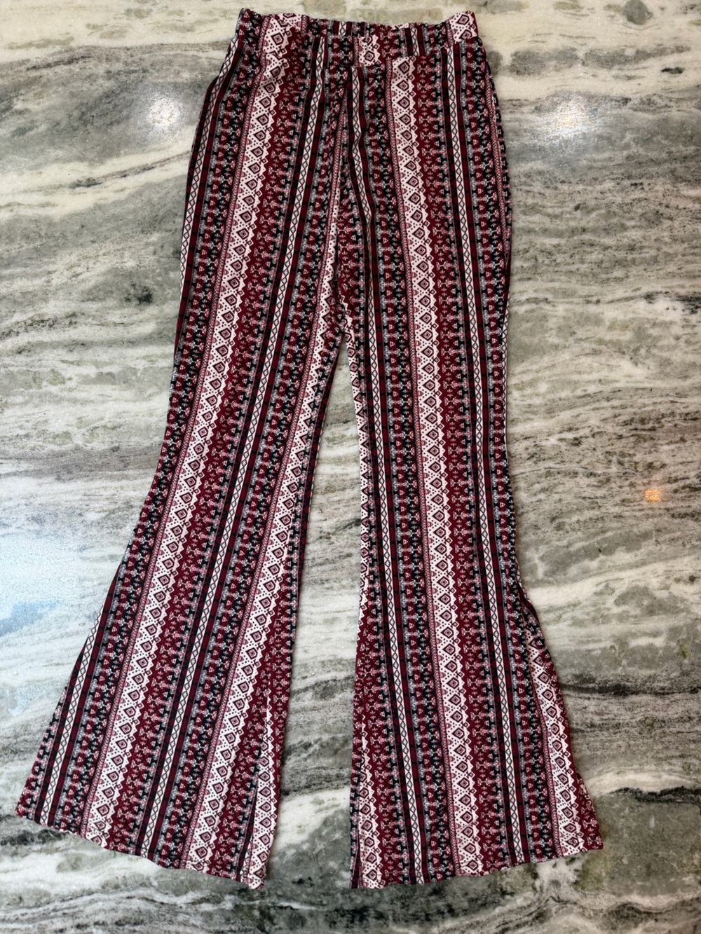 Women’s Red Patterned Flare Pants
Medium